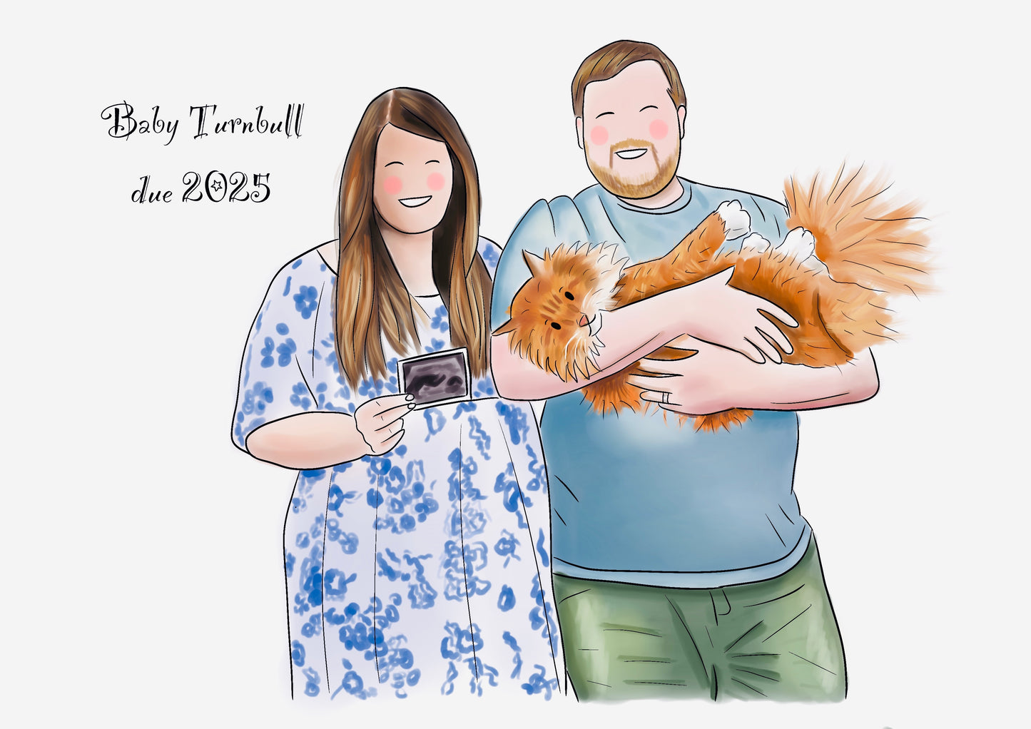 Couples Illustration Greeting Card – Handmade couples Portrait Card