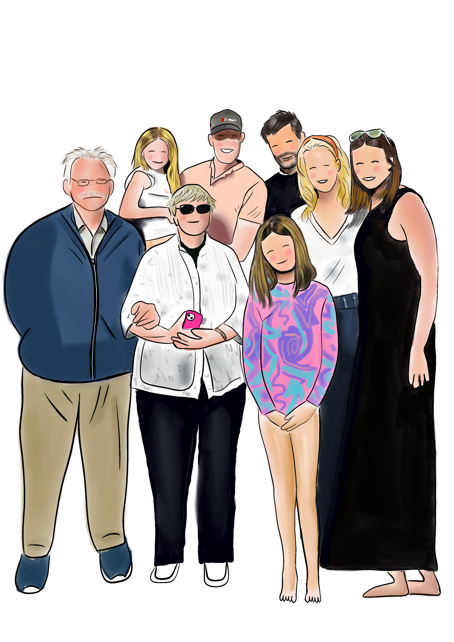 Family Illustration Greeting Card – Handmade Family Portrait Card