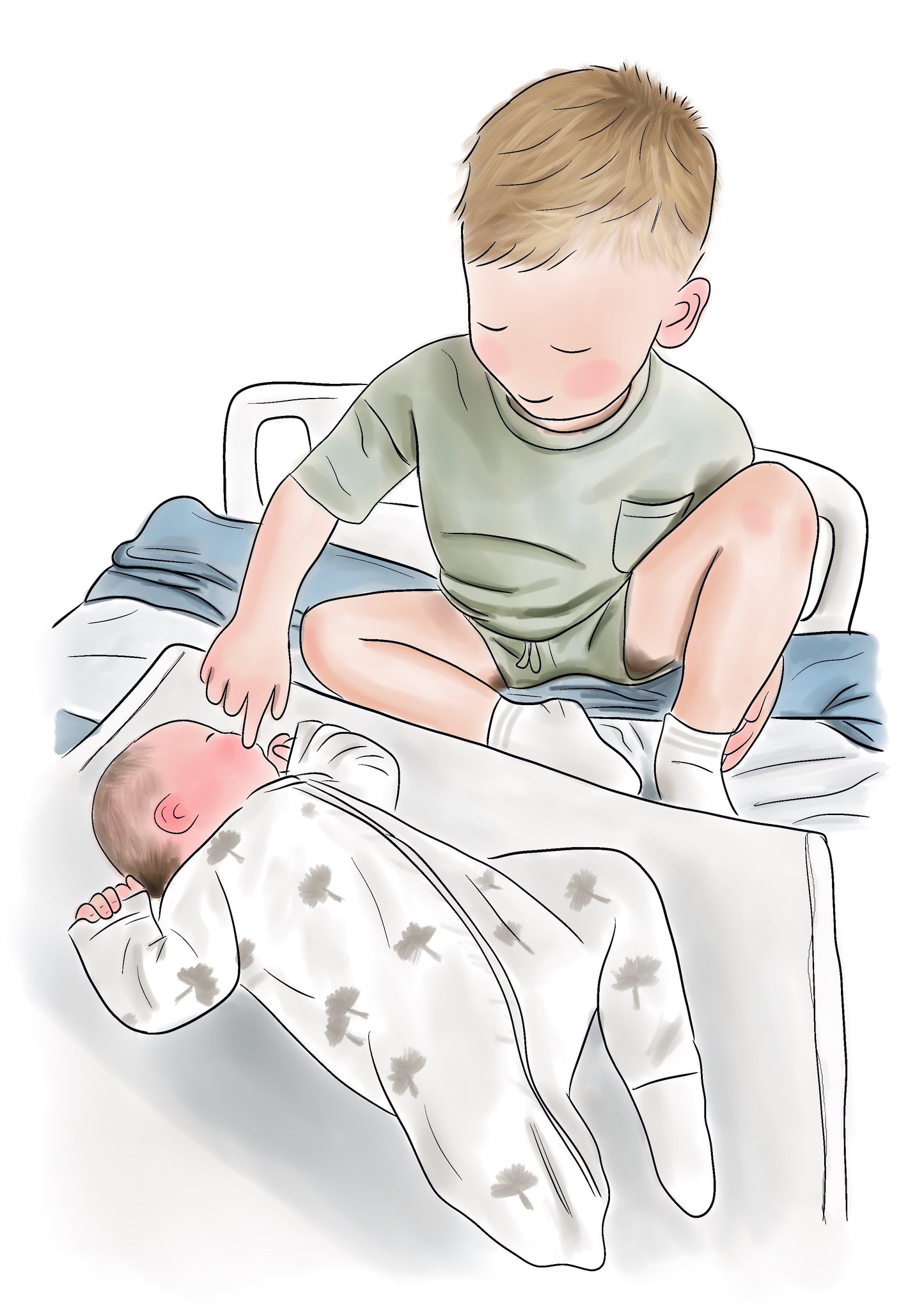 Child Illustration Greeting Card – Handmade Child Portrait Card