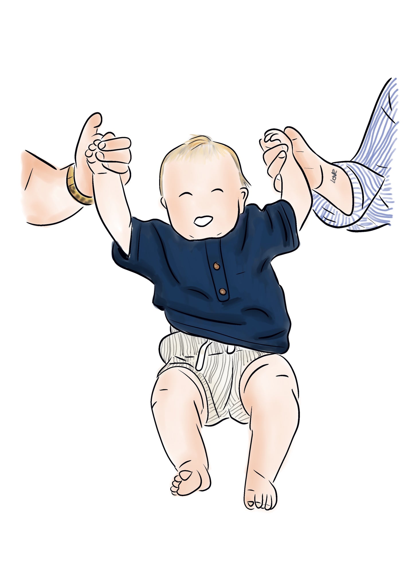 Child Illustration Greeting Card – Handmade Child Portrait Card