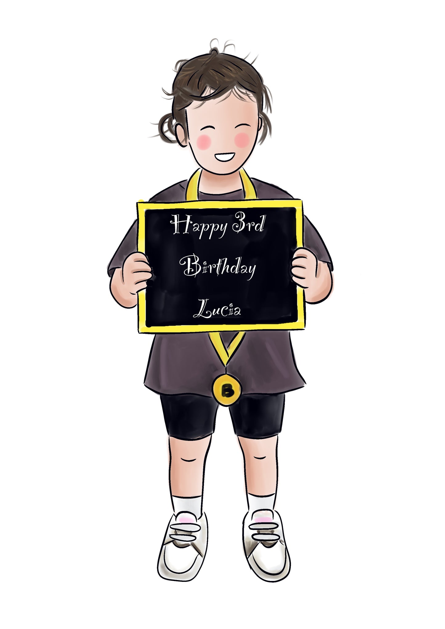 Child Illustration Greeting Card – Handmade Child Portrait Card