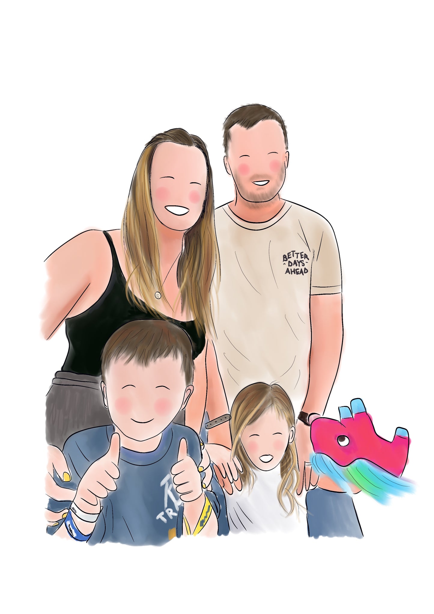 Family Illustration Greeting Card – Handmade Family Portrait Card
