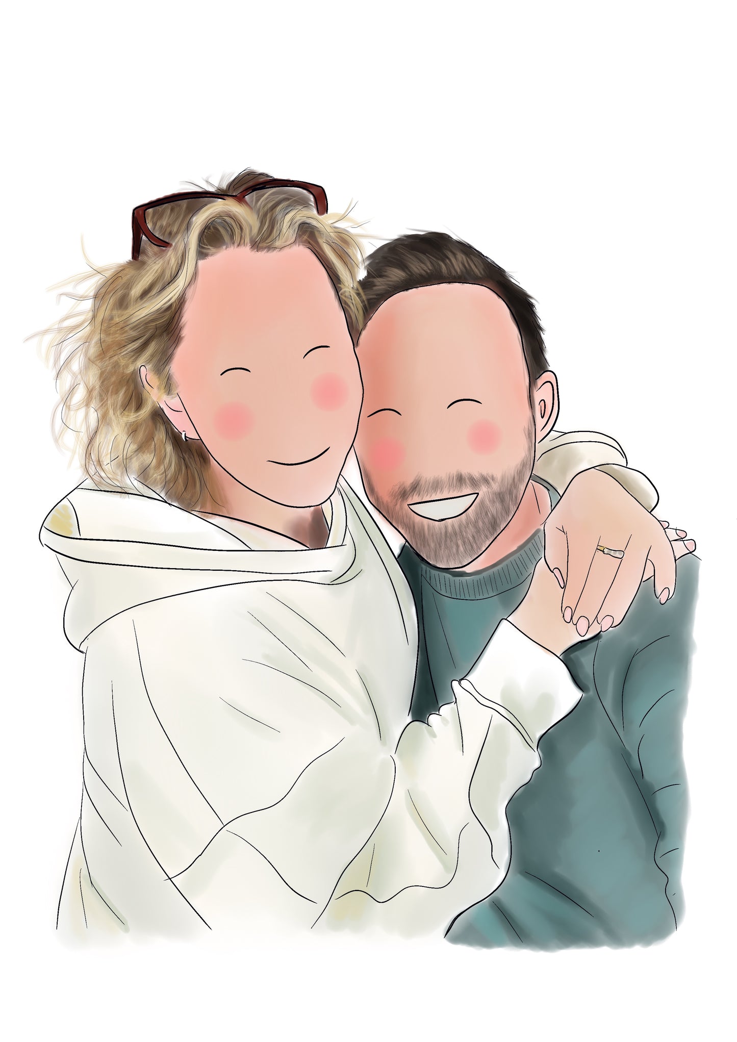 Couples Illustration Greeting Card – Handmade couples Portrait Card