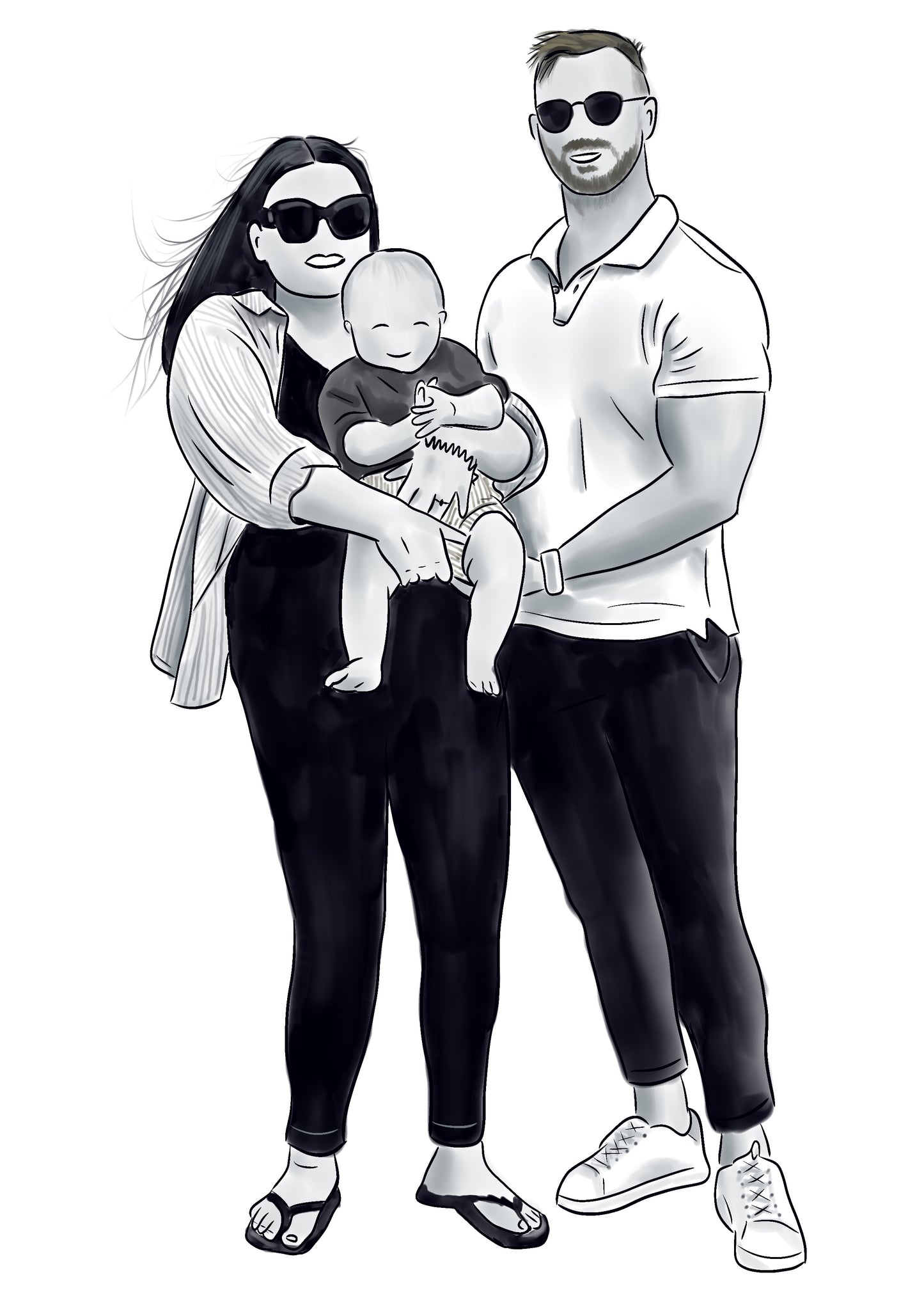 Family Illustration Greeting Card – Handmade Family Portrait Card