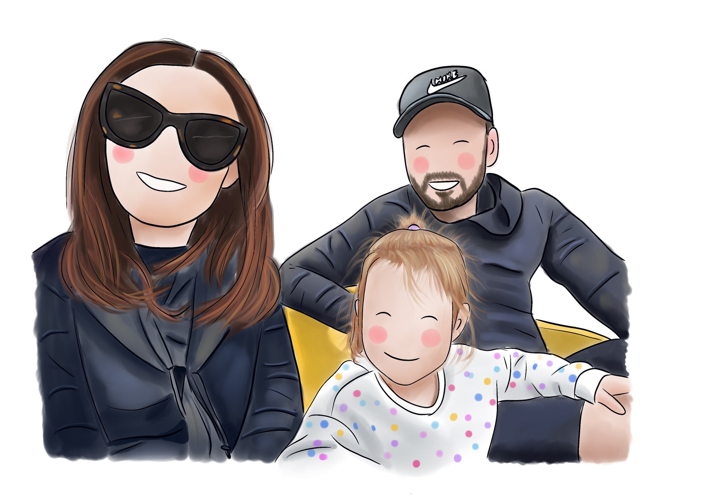 Family Illustration Greeting Card – Handmade Family Portrait Card