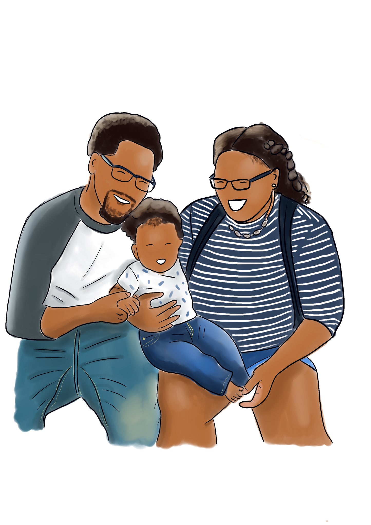 Family Illustration Greeting Card – Handmade Family Portrait Card