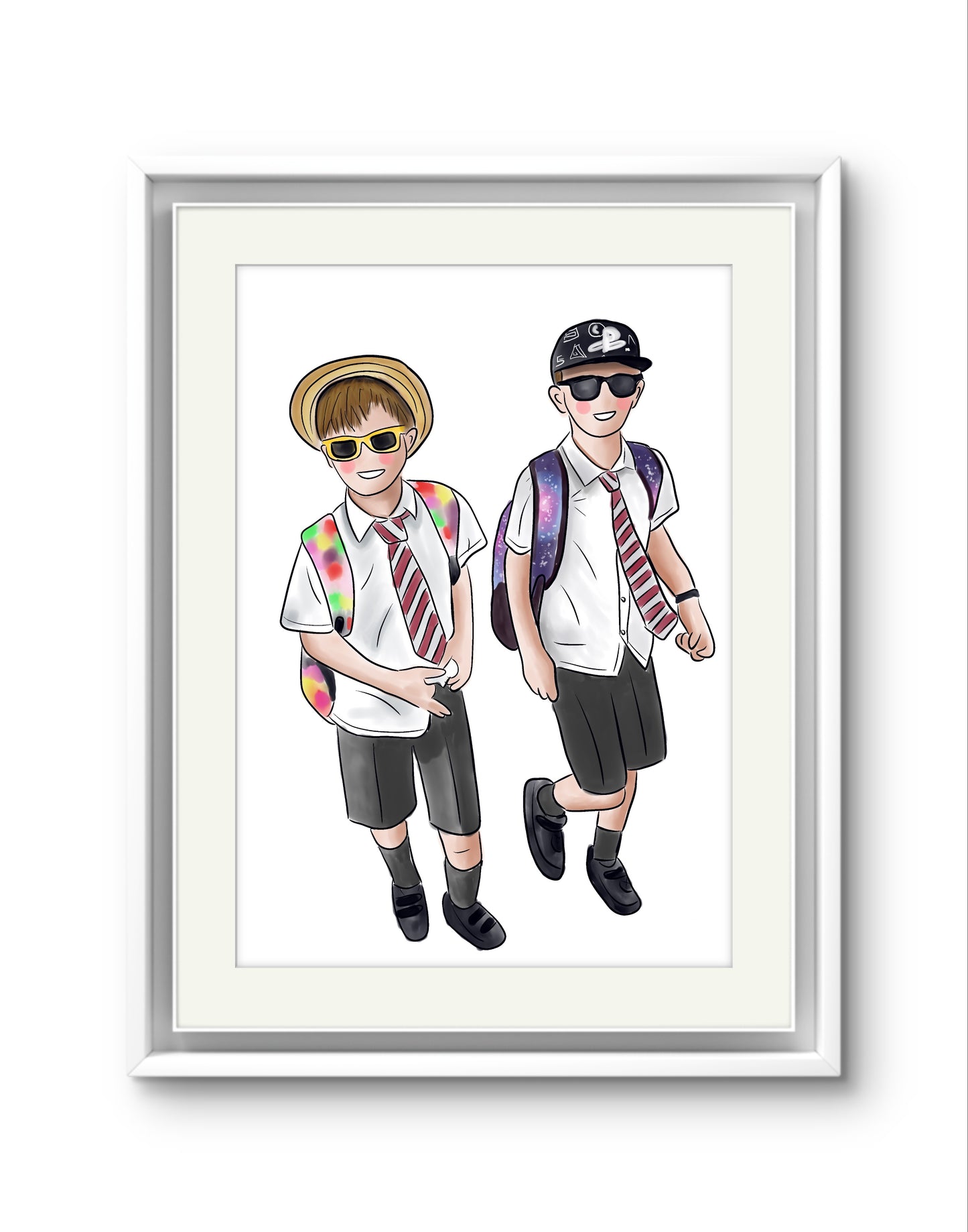 Child Illustration Print – Custom Digital portrait from Photo – Hand-Drawn Child Artwork