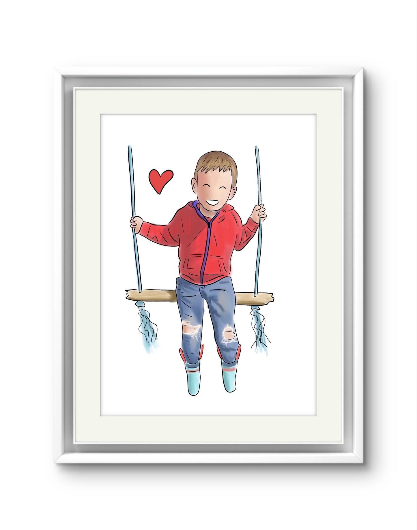 Child Illustration Print – Custom Digital portrait from Photo – Hand-Drawn Child Artwork