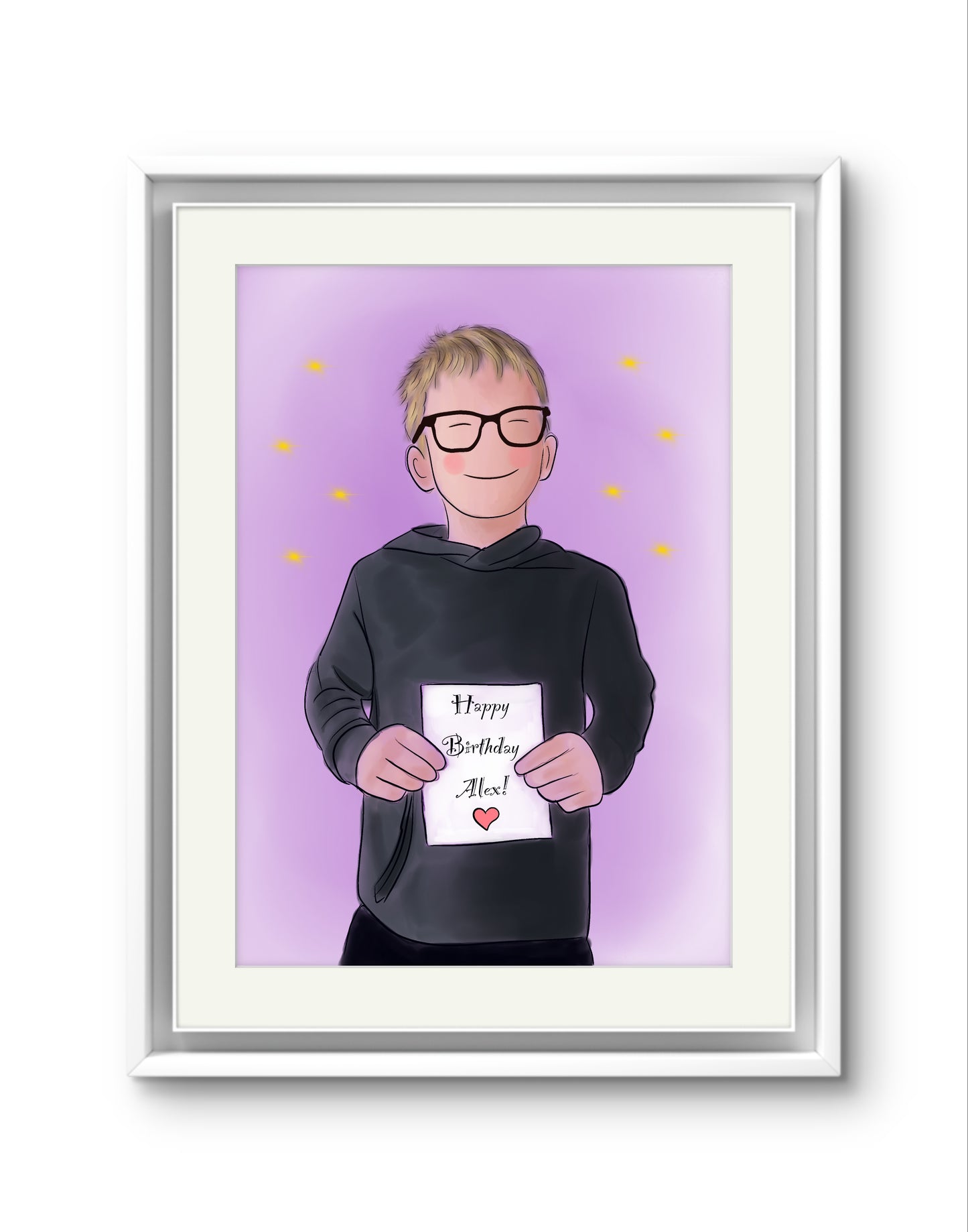 Child Illustration Print – Custom Digital portrait from Photo – Hand-Drawn Child Artwork